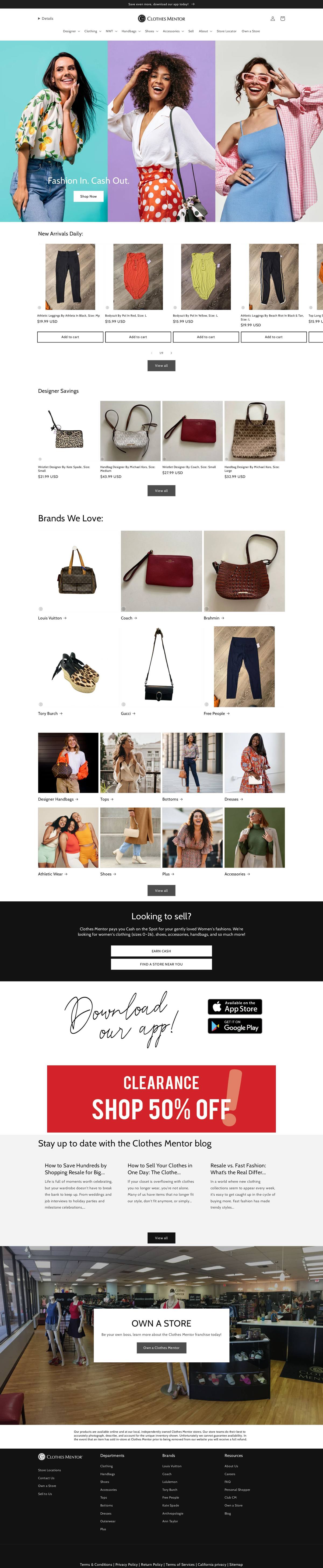 Clothes Mentor homepage screenshot